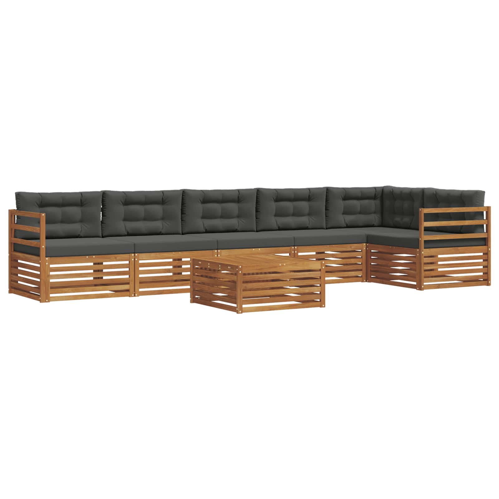 Udendørs sofagruppe med pude 7 pcs Naturlig og Antracit