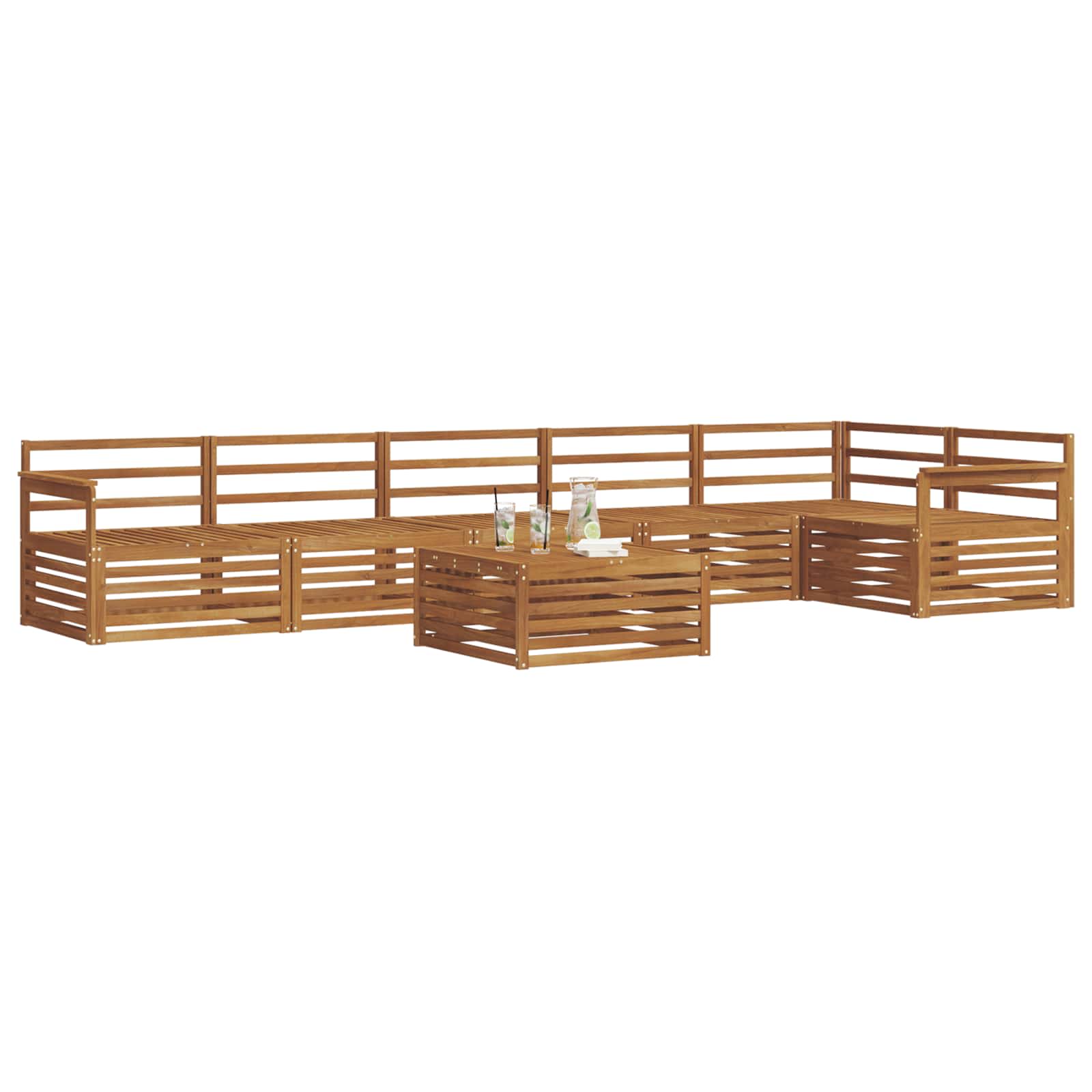 Udendørs sofagruppe 7 pcs Naturfarvet