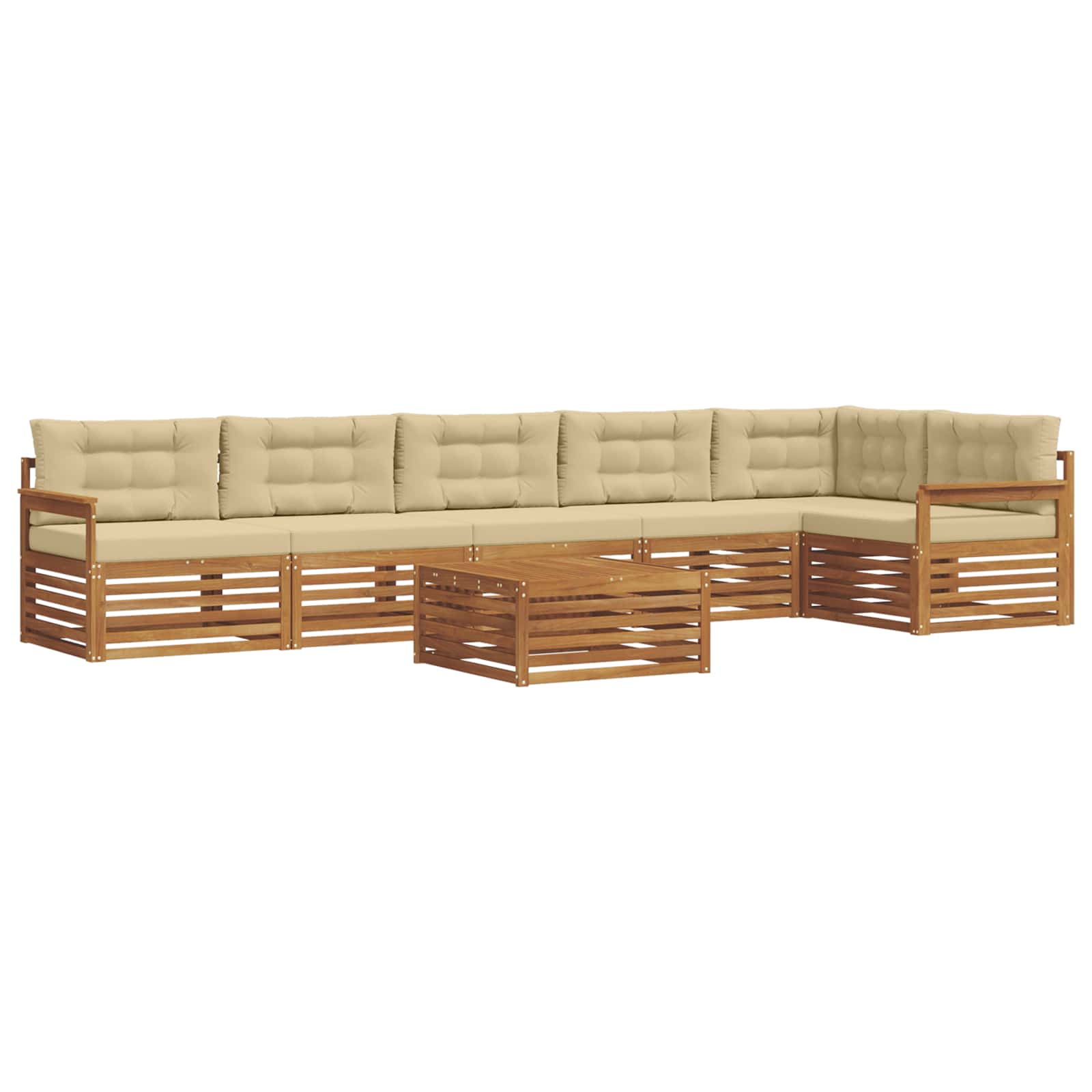 Udendørs sofagruppe med pude 7 pcs Naturlig og Beige