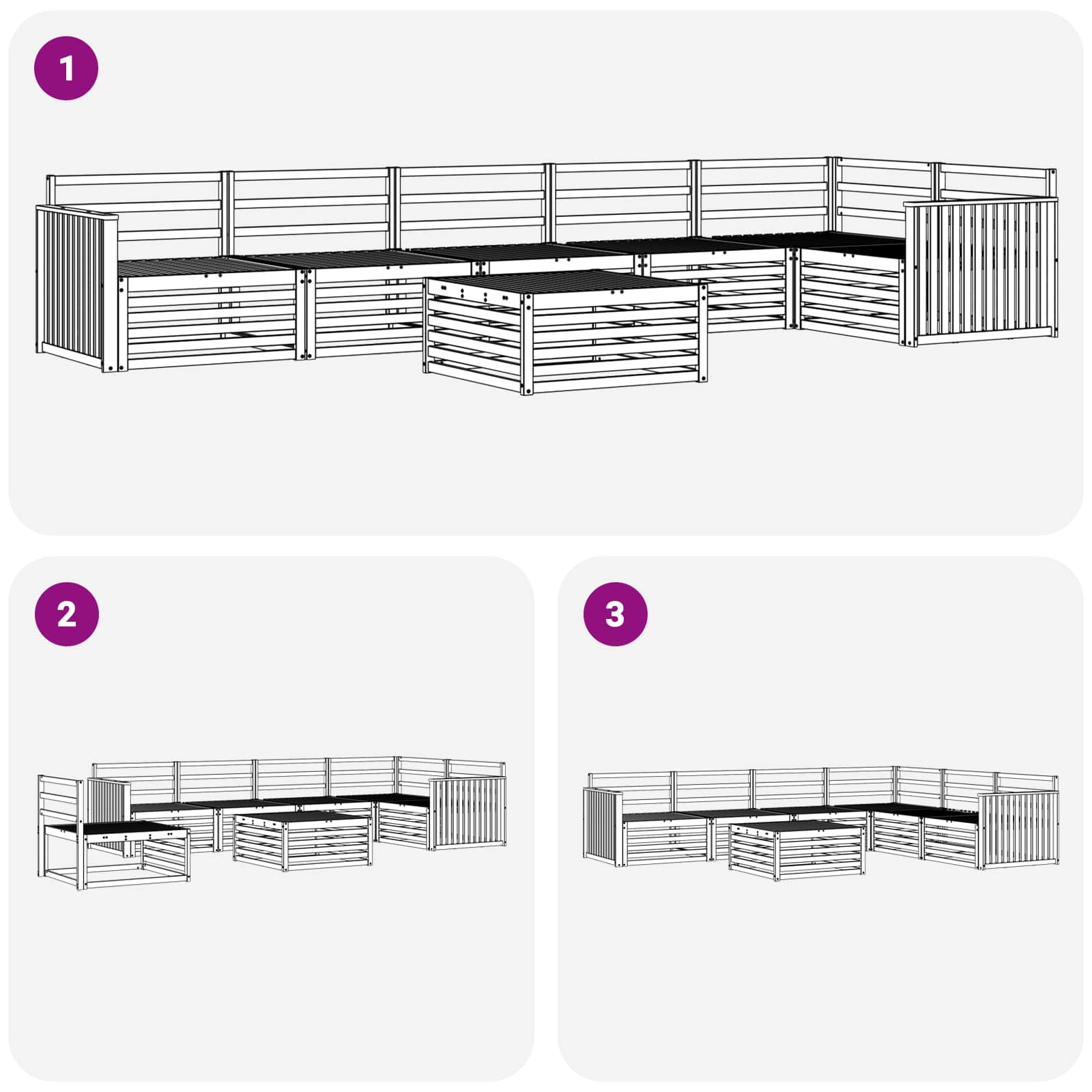 Udendørs sofagruppe 7 pcs Naturfarvet
