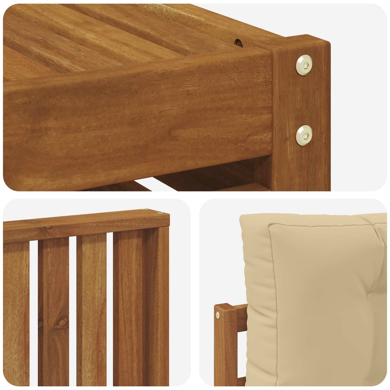 Udendørs sofagruppe med pude 7 pcs Naturlig og Beige