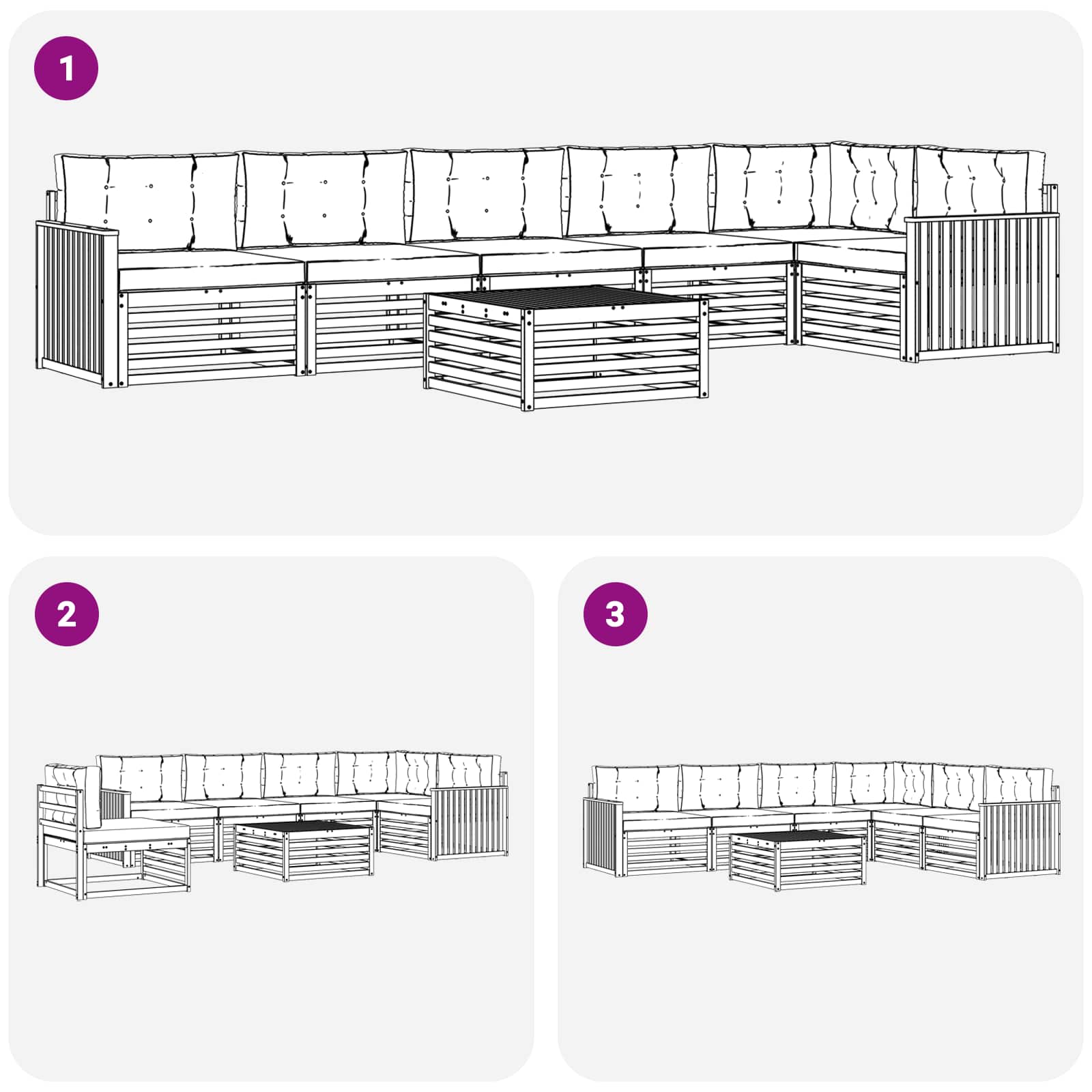 Udendørs sofagruppe med pude 7 pcs Naturlig og Beige