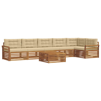 Udendørs sofagruppe med pude 7 pcs Naturlig og Beige