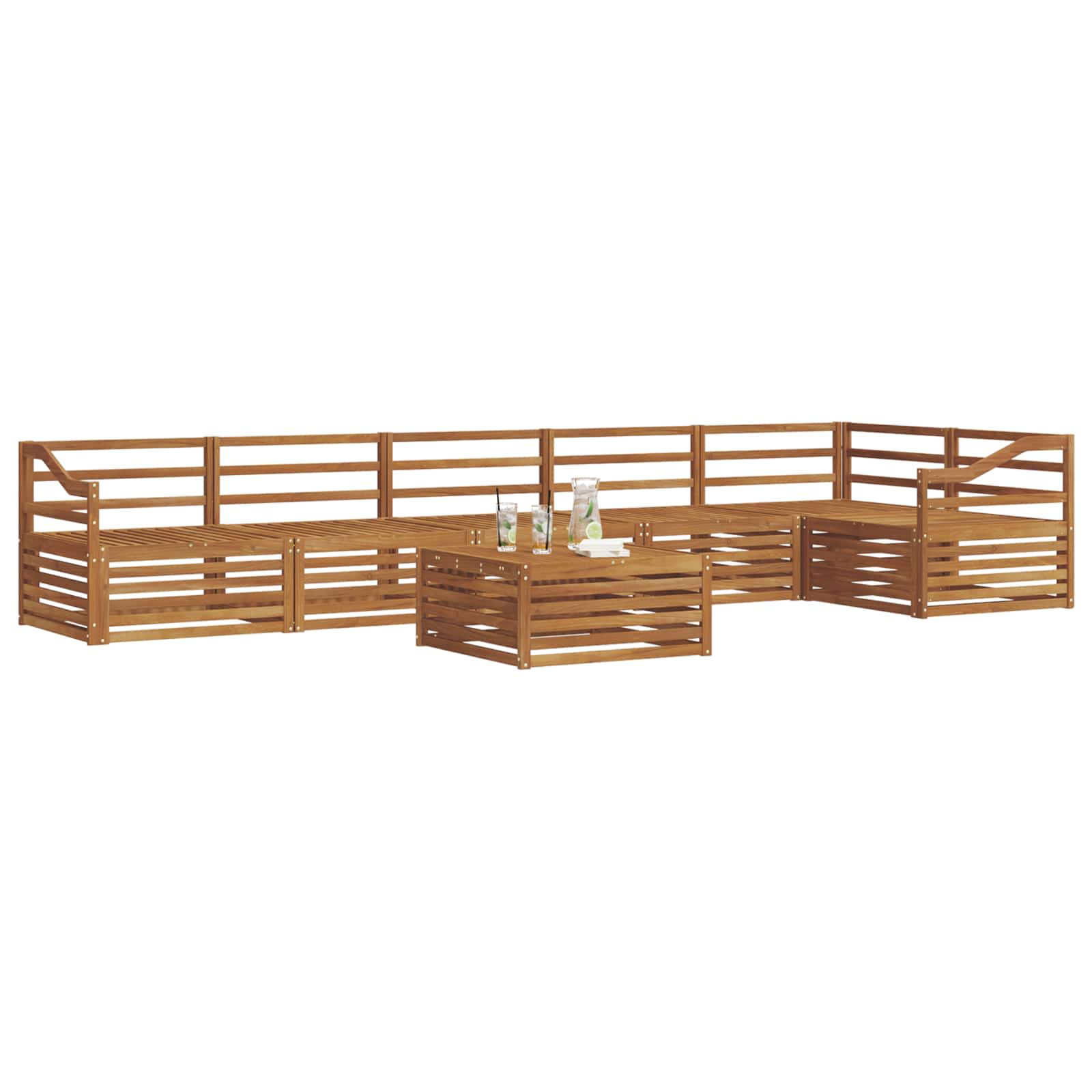Udendørs sofagruppe 7 pcs Naturfarvet