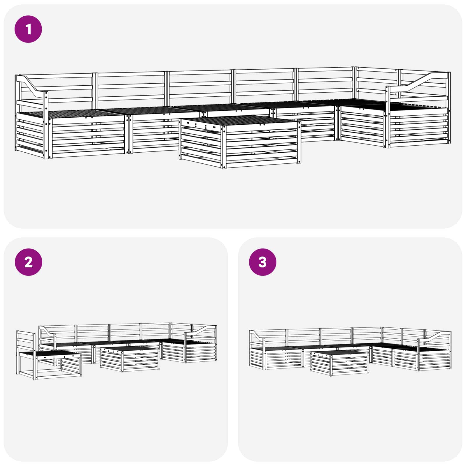 Udendørs sofagruppe 7 pcs Naturfarvet