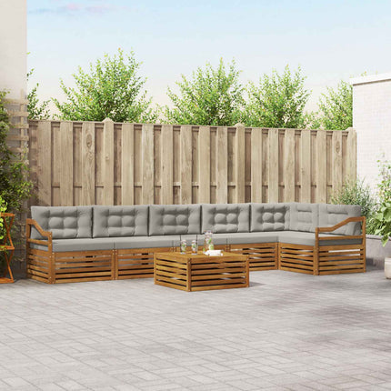 Udendørs sofagruppe 7 pcs Naturlig og Lys Grå Massivt Akacietræ