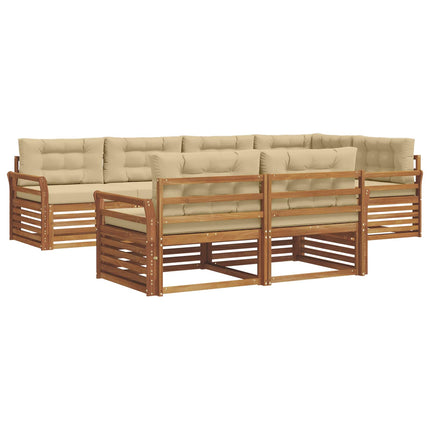 Udendørs sofagruppe med pude 7 pcs Naturlig og Beige