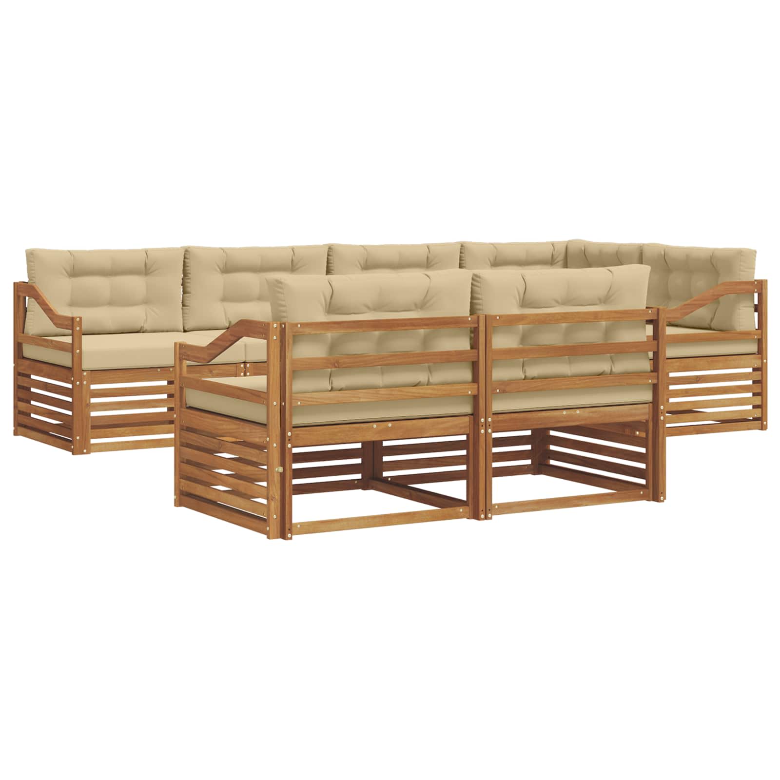 Udendørs sofagruppe med pude 7 pcs Naturlig og Beige