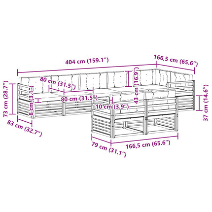 Udendørs sofagruppe med pude 8 pcs Naturlig og Lys Grå