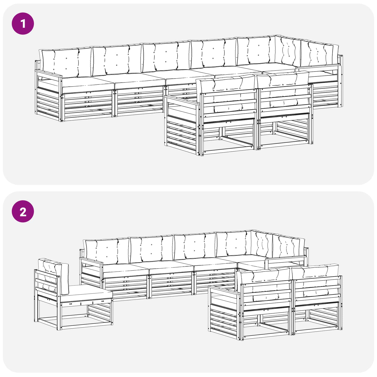 Udendørs sofagruppe med pude 8 pcs Naturlig og Antracit