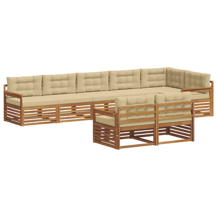 Udendørs sofagruppe med pude 8 pcs Naturlig og Beige