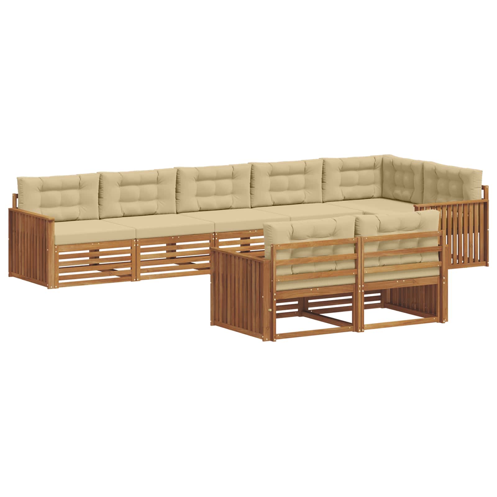 Udendørs sofagruppe med pude 8 pcs Naturlig og Beige