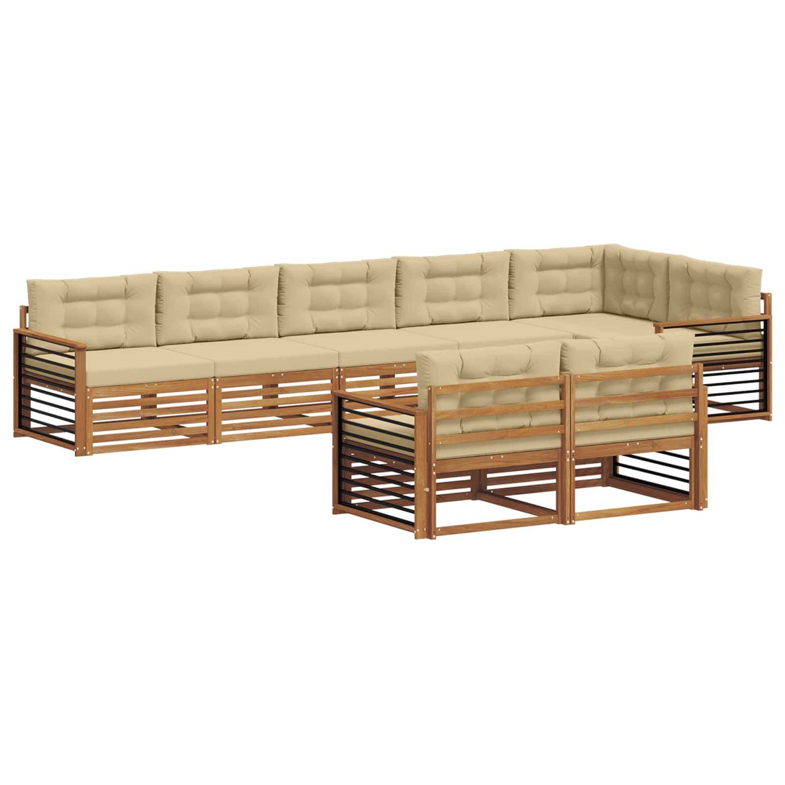 Udendørs sofagruppe med pude 8 pcs Naturlig og Beige