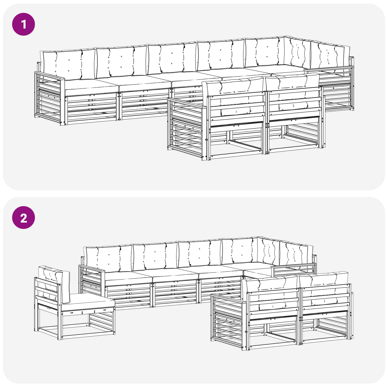 Udendørs sofagruppe med pude 8 pcs Naturlig og Beige