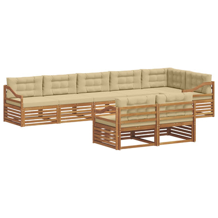 Udendørs sofagruppe med pude 8 pcs Naturlig og Beige