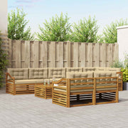 Udendørs sofagruppe med pude 9 pcs Naturlig og Beige