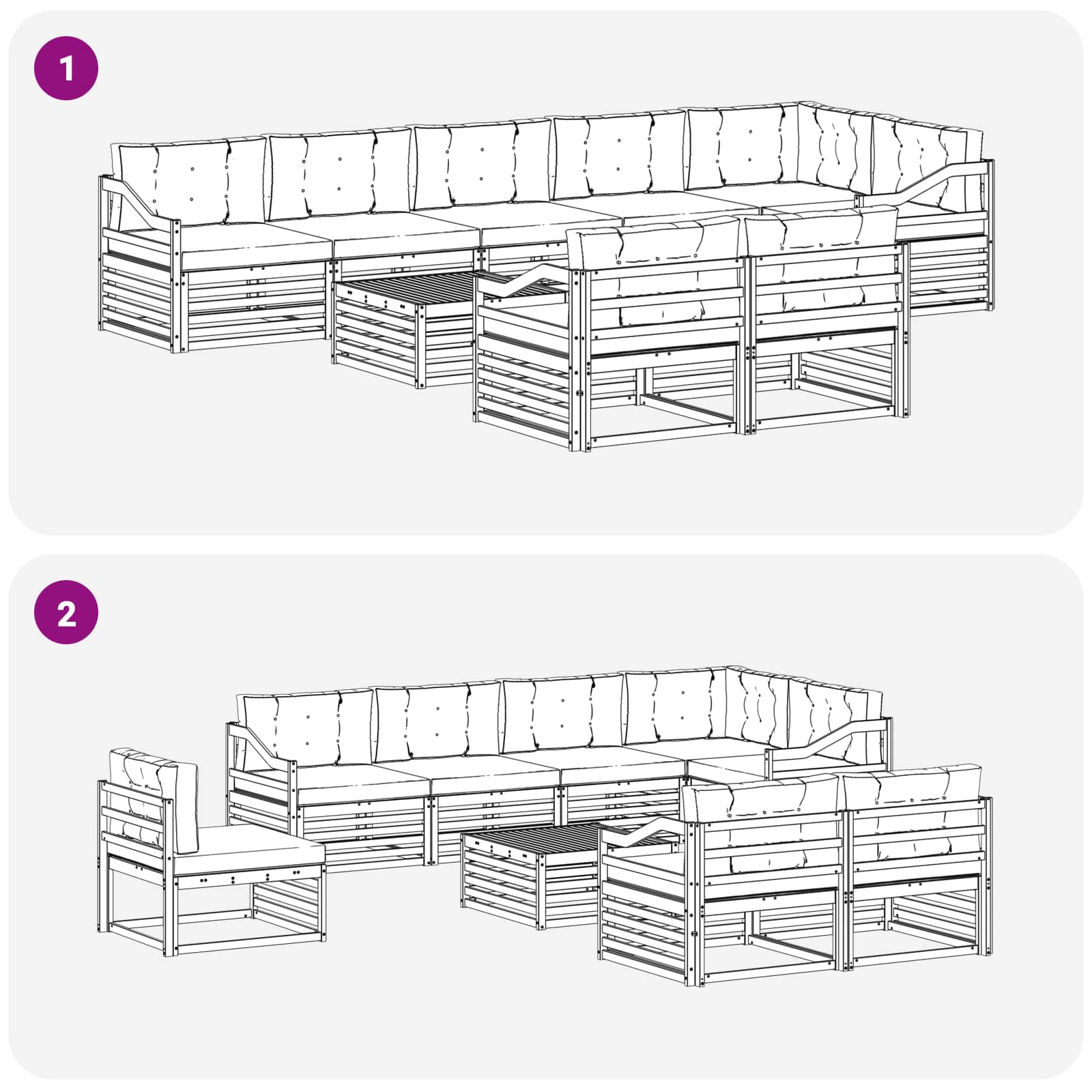 Udendørs sofagruppe med pude 9 pcs Naturlig og Beige