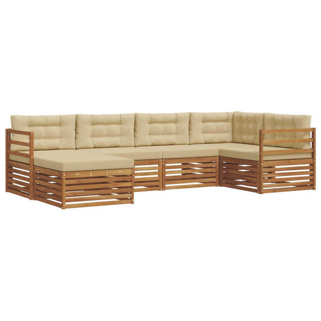 Udendørs sofagruppe med pude 6 pcs Naturlig og Beige