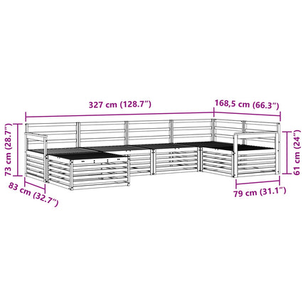 Udendørs sofagruppe 6 pcs Naturfarvet