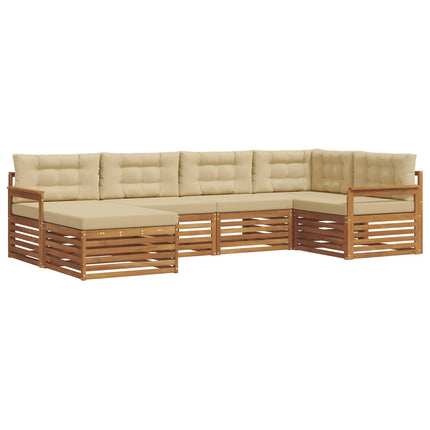 Udendørs sofagruppe med pude 6 pcs Naturlig og Beige