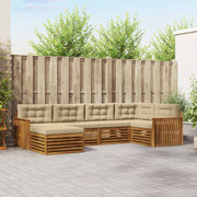 Udendørs sofagruppe med pude 6 pcs Naturlig og Beige