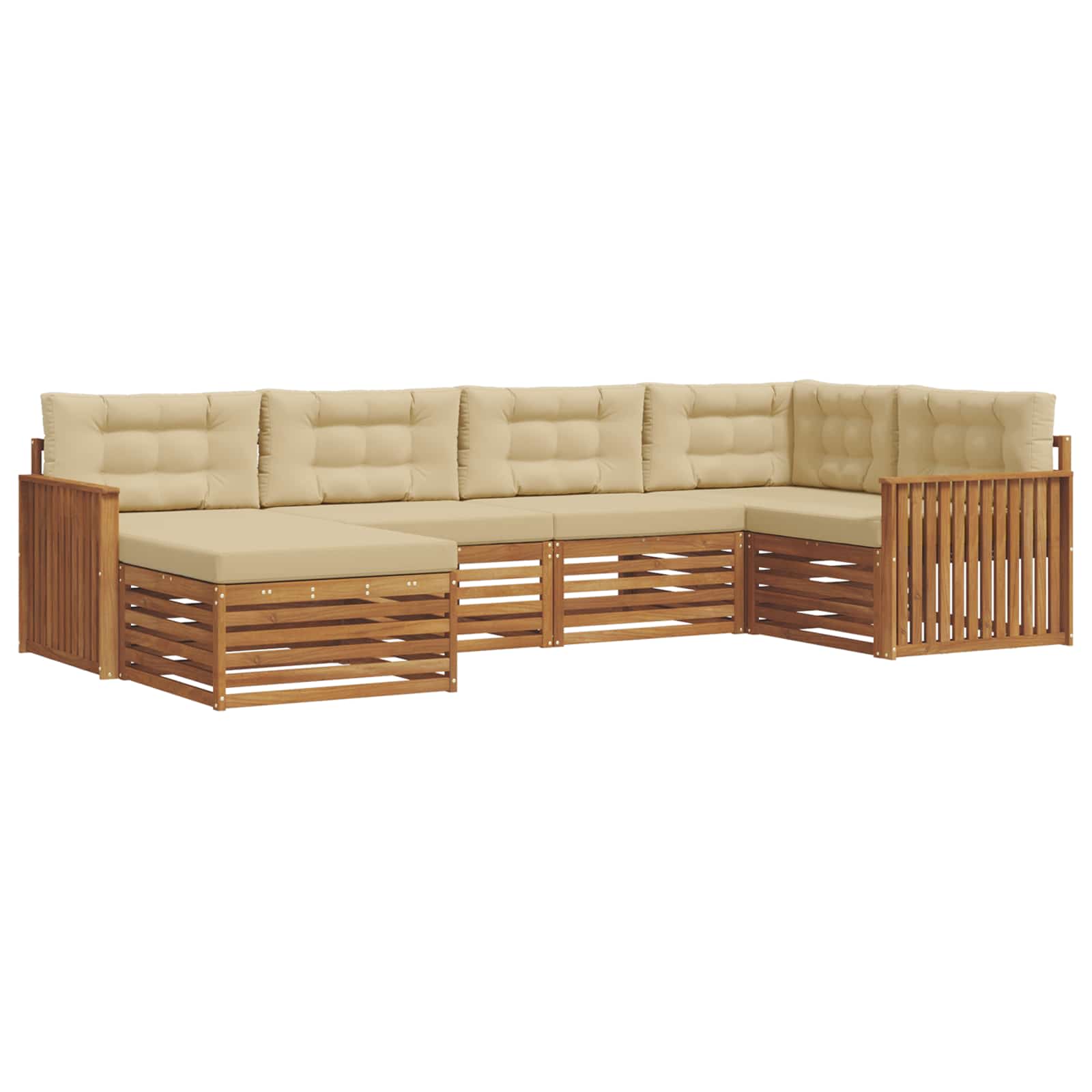 Udendørs sofagruppe med pude 6 pcs Naturlig og Beige