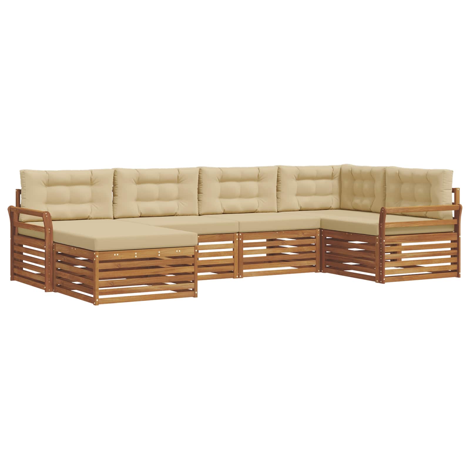 Udendørs sofagruppe med pude 6 pcs Naturlig og Beige