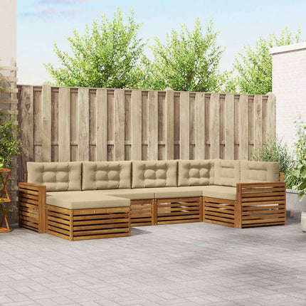 Udendørs sofagruppe med pude 6 pcs Naturlig og Beige