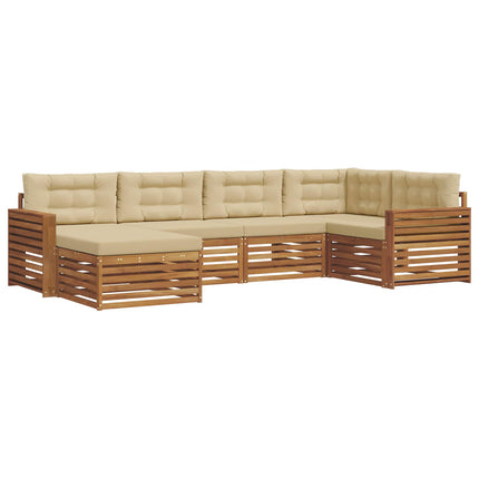 Udendørs sofagruppe med pude 6 pcs Naturlig og Beige