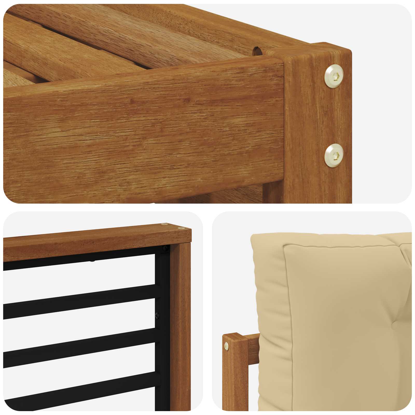 Udendørs sofagruppe med pude 6 pcs Naturlig og Beige