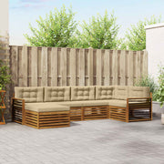 Udendørs sofagruppe med pude 6 pcs Naturlig og Beige