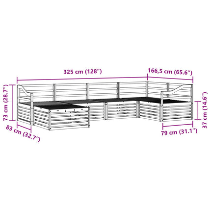 Udendørs sofagruppe 6 pcs Naturfarvet