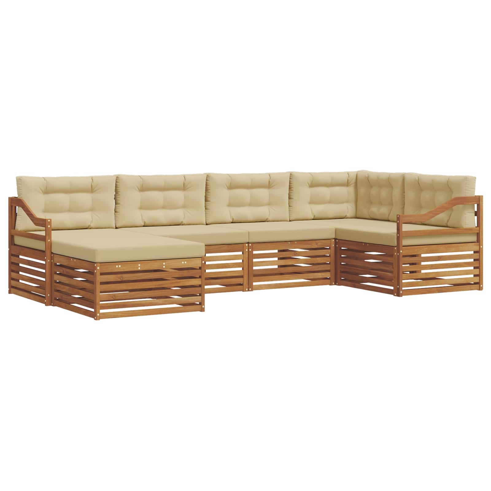 Udendørs sofagruppe med pude 6 pcs Naturlig og Beige