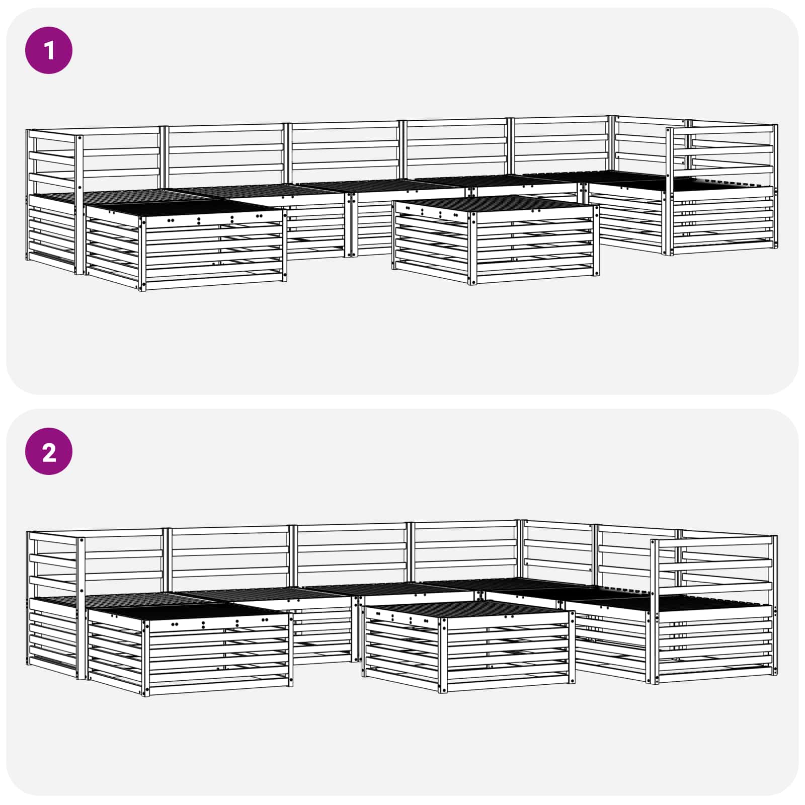 Udendørs sofagruppe 8 pcs Naturfarvet