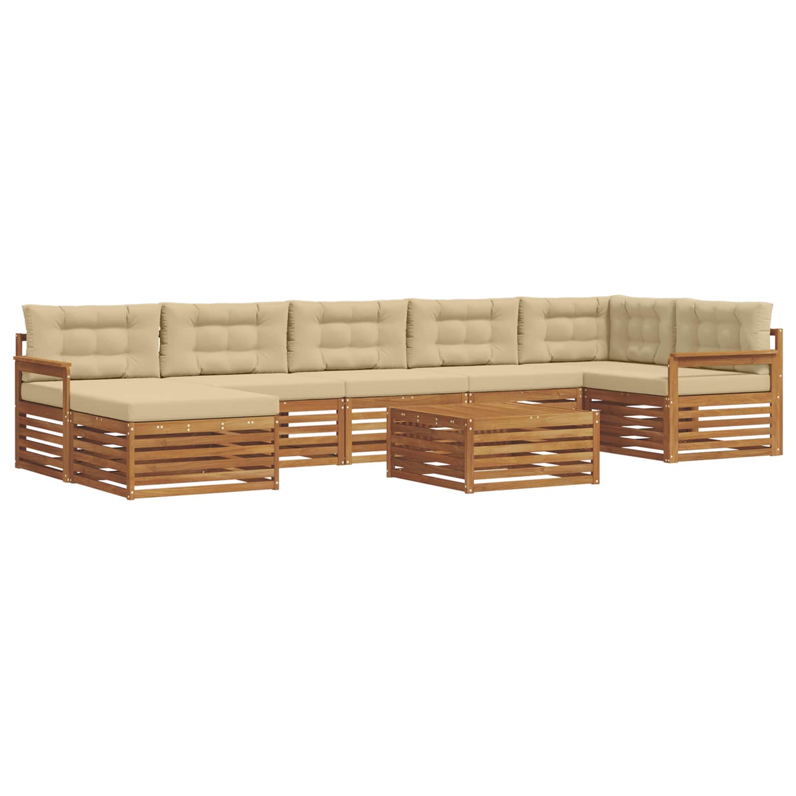 Udendørs sofagruppe med pude 8 pcs Naturlig og Beige