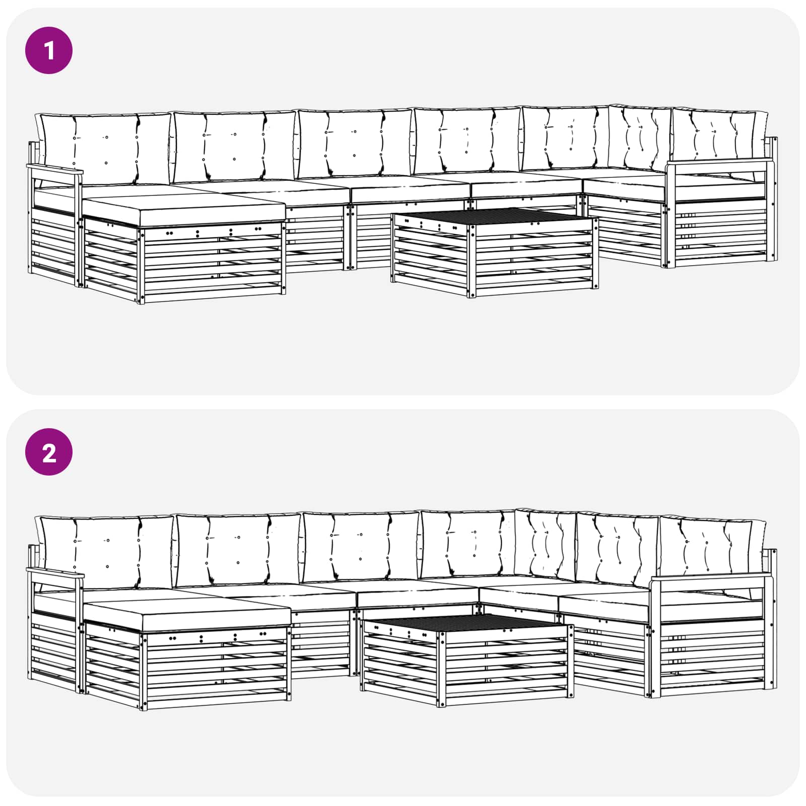 Udendørs sofagruppe med pude 8 pcs Naturlig og Beige