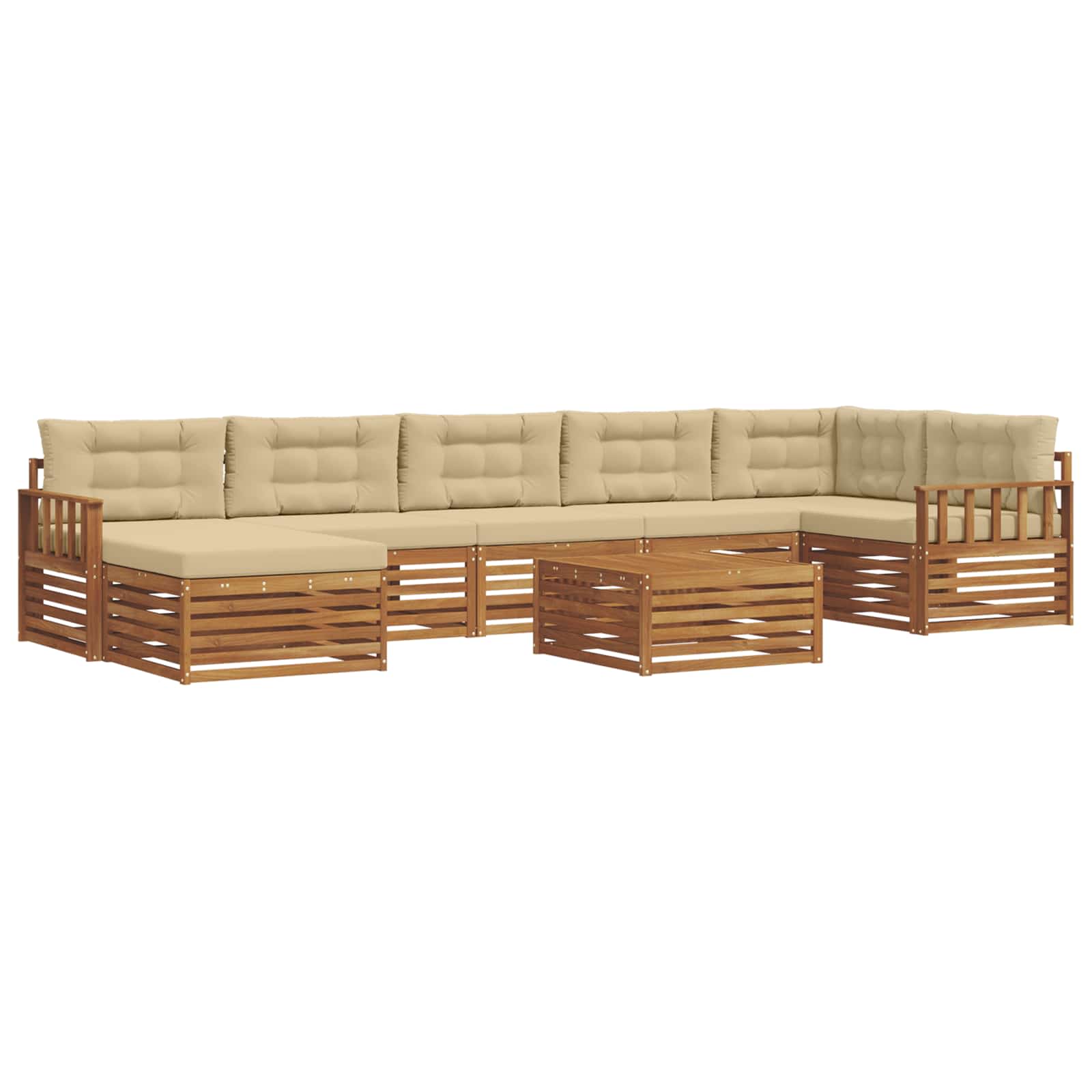 Udendørs sofagruppe med pude 8 pcs Naturlig og Beige