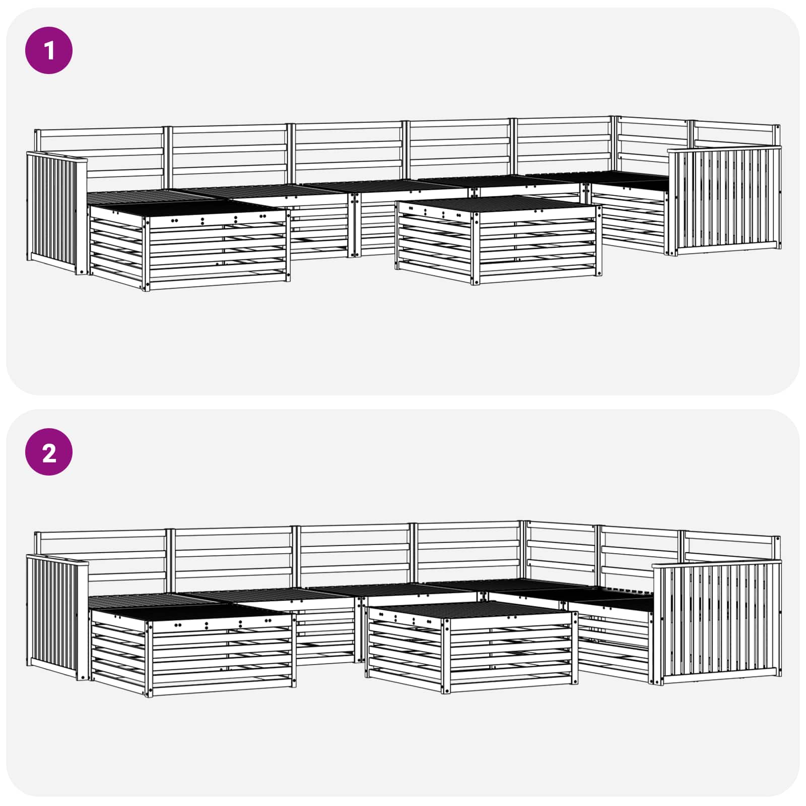 Udendørs sofagruppe 8 pcs Naturfarvet