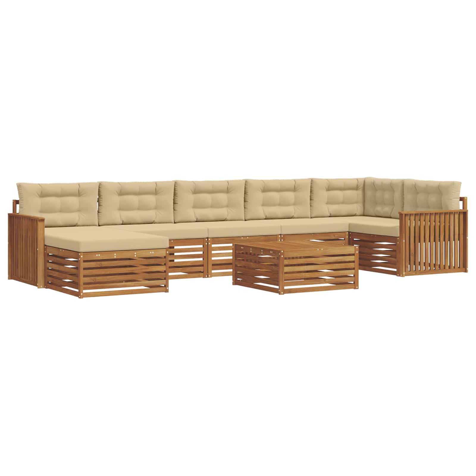 Udendørs sofagruppe med pude 8 pcs Naturlig og Beige