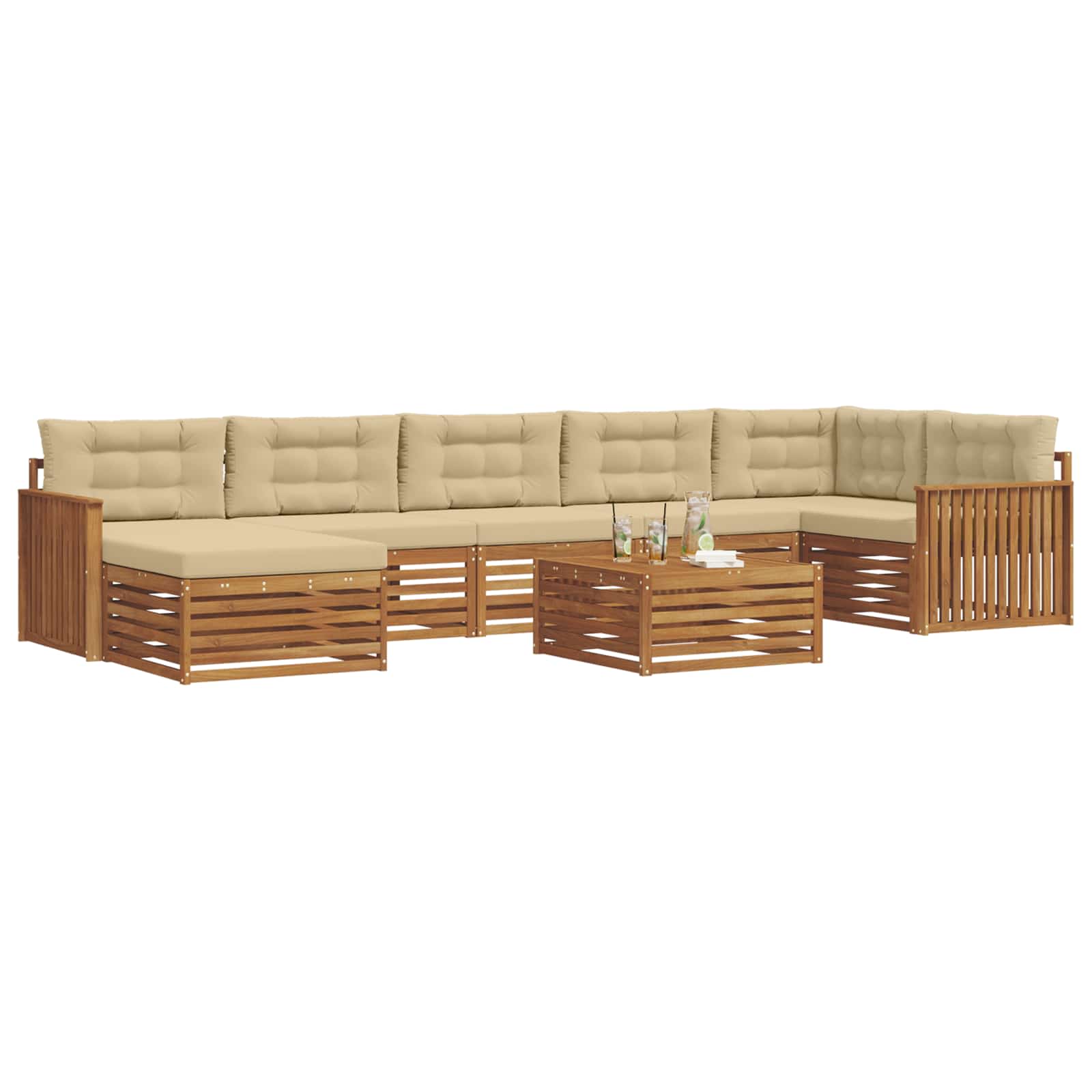 Udendørs sofagruppe med pude 8 pcs Naturlig og Beige