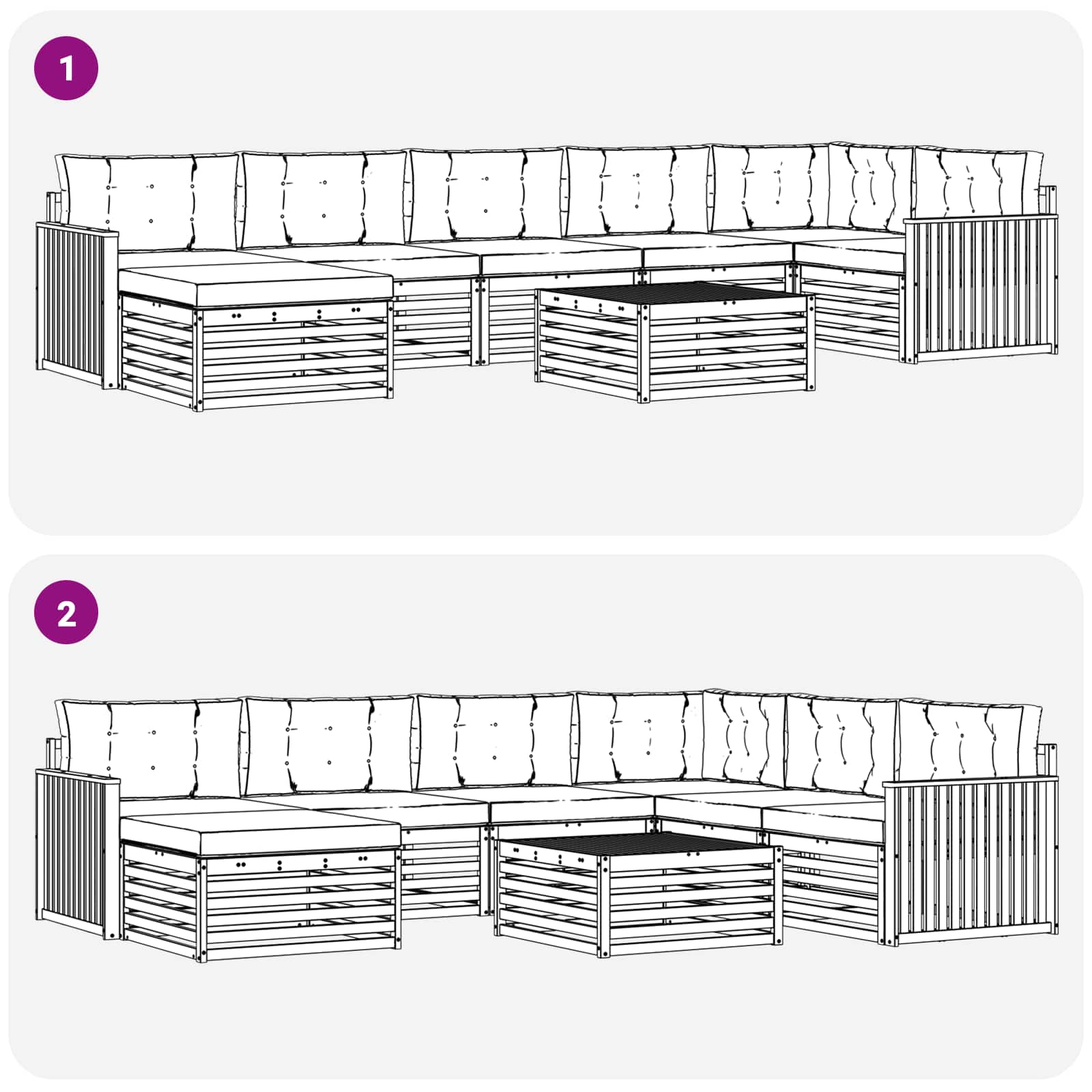Udendørs sofagruppe med pude 8 pcs Naturlig og Beige