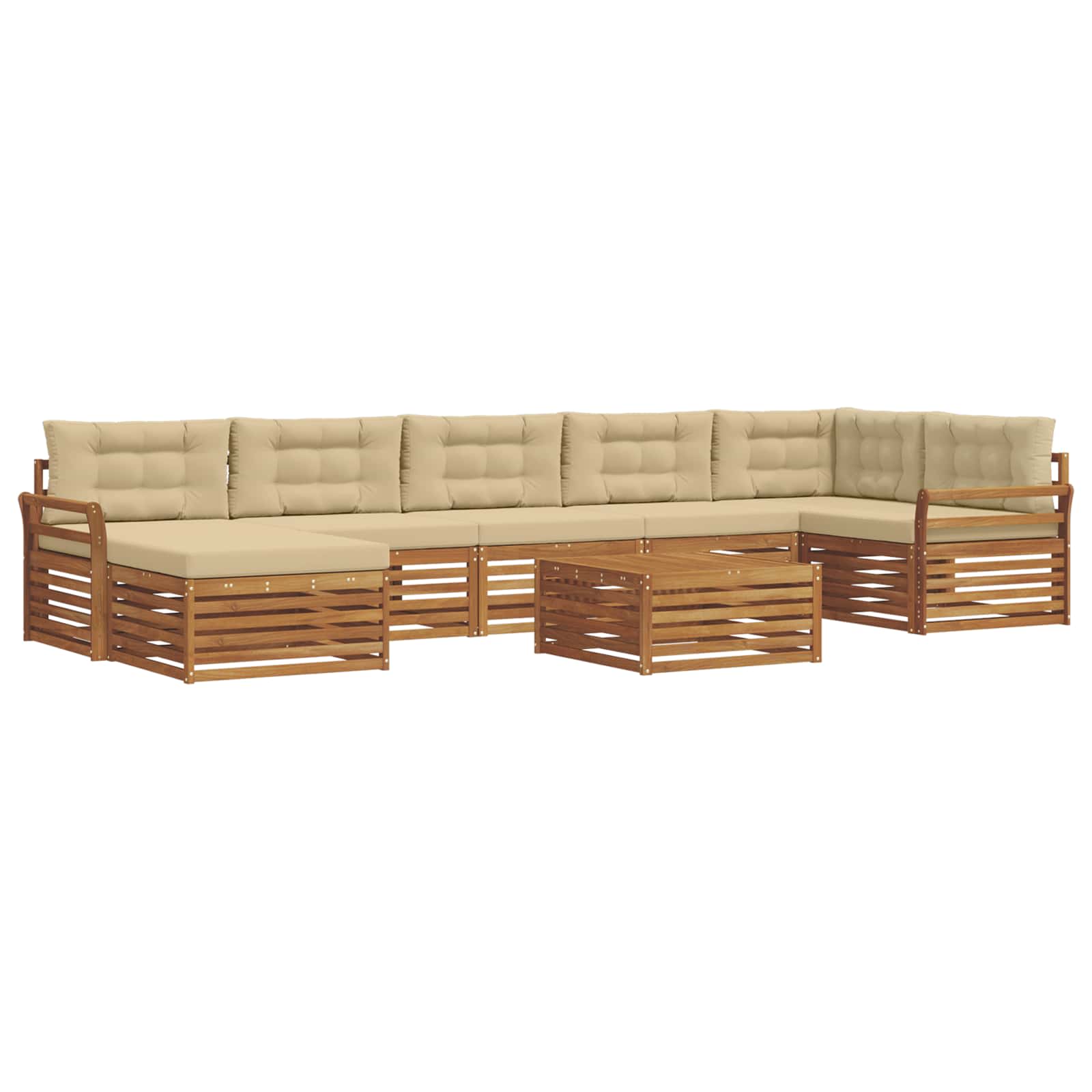 Udendørs sofagruppe med pude 8 pcs Naturlig og Beige