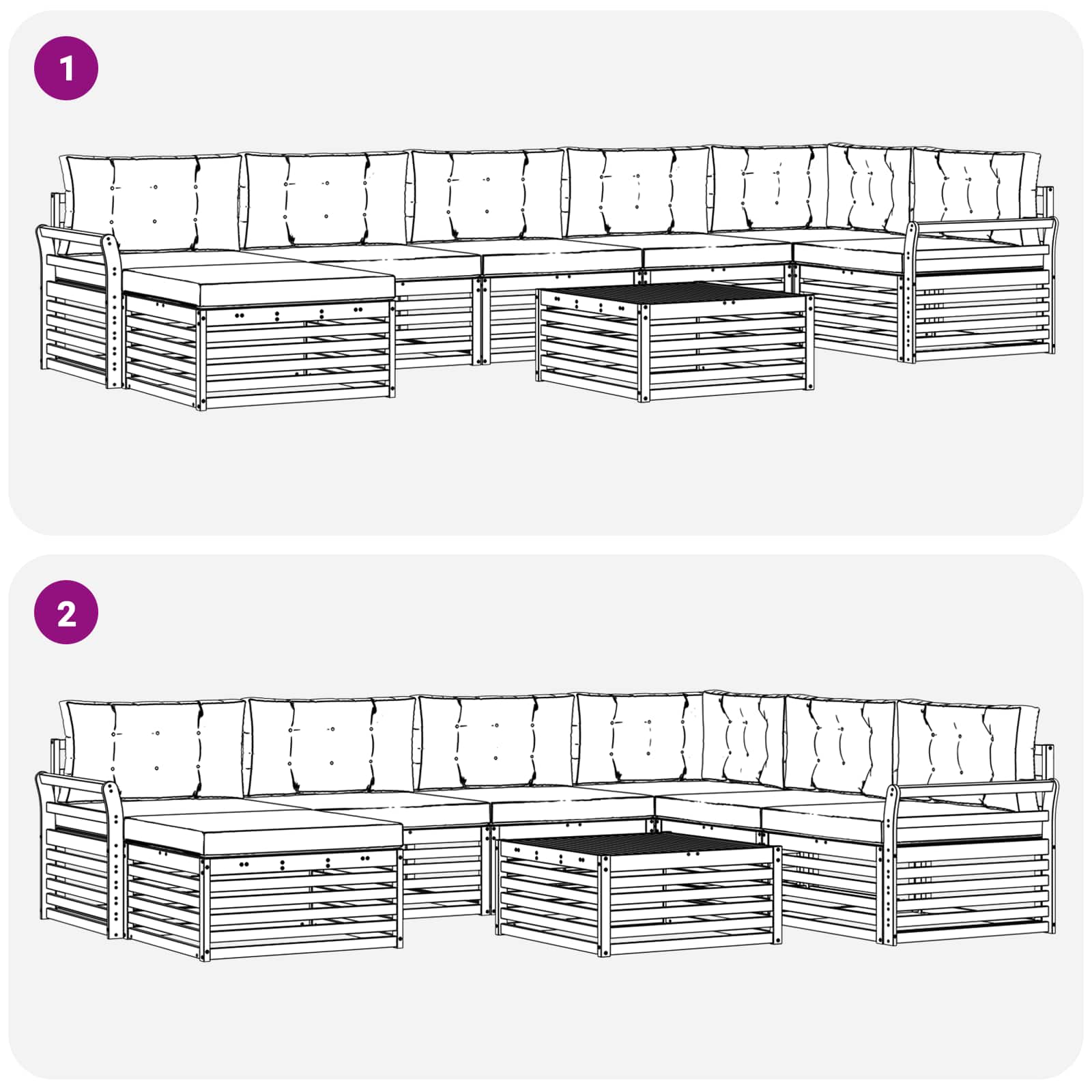 Udendørs sofagruppe med pude 8 pcs Naturlig og Beige