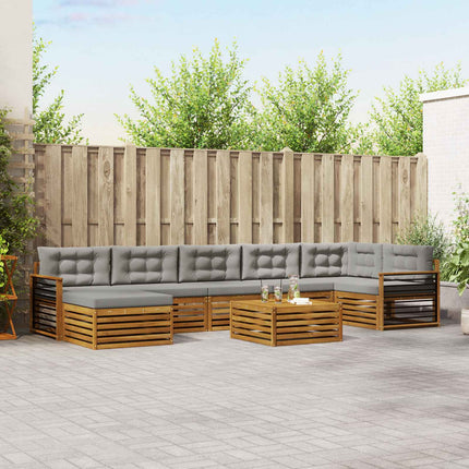 Udendørs sofagruppe med pude 8 pcs Naturlig og Lys Grå