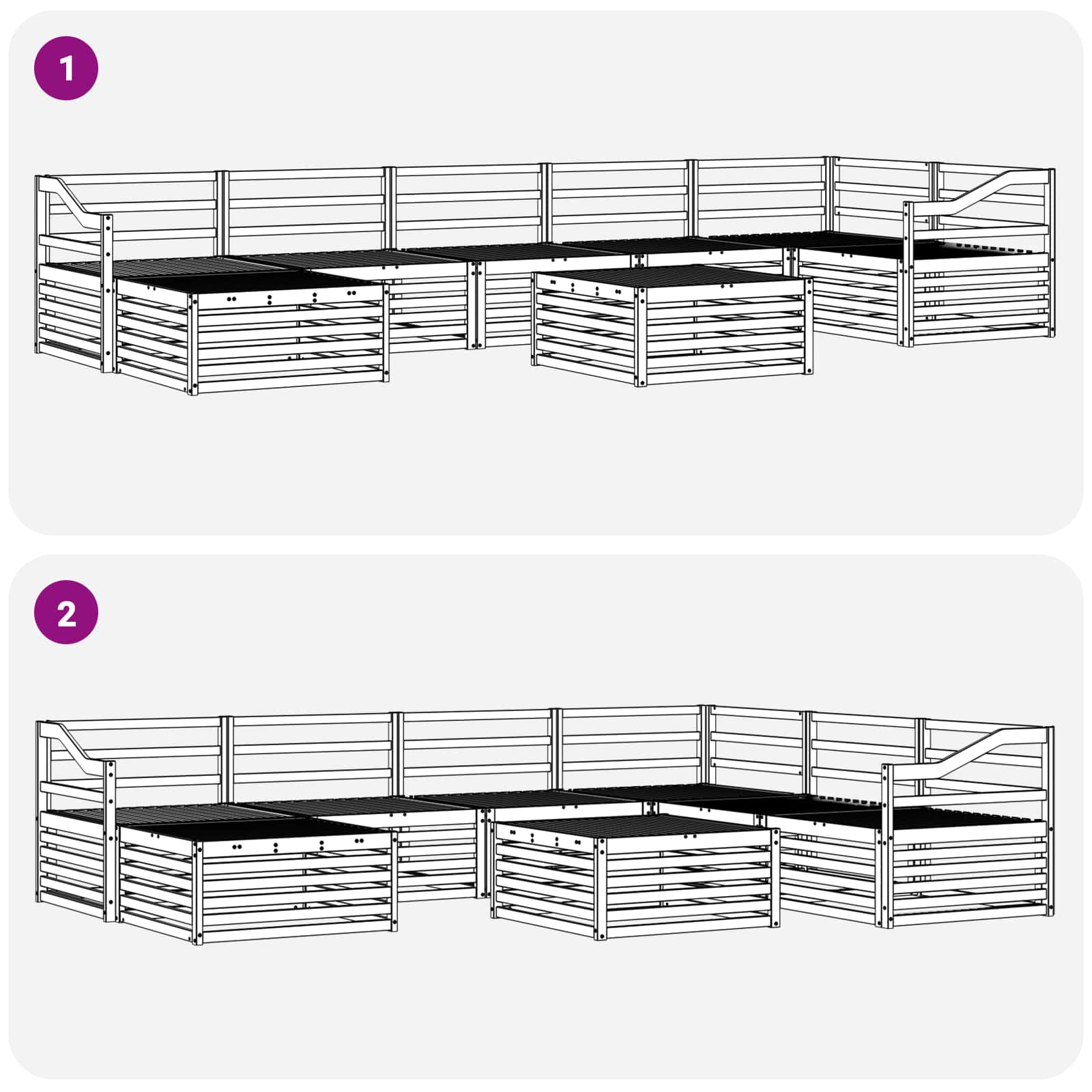Udendørs sofagruppe 8 pcs Naturfarvet