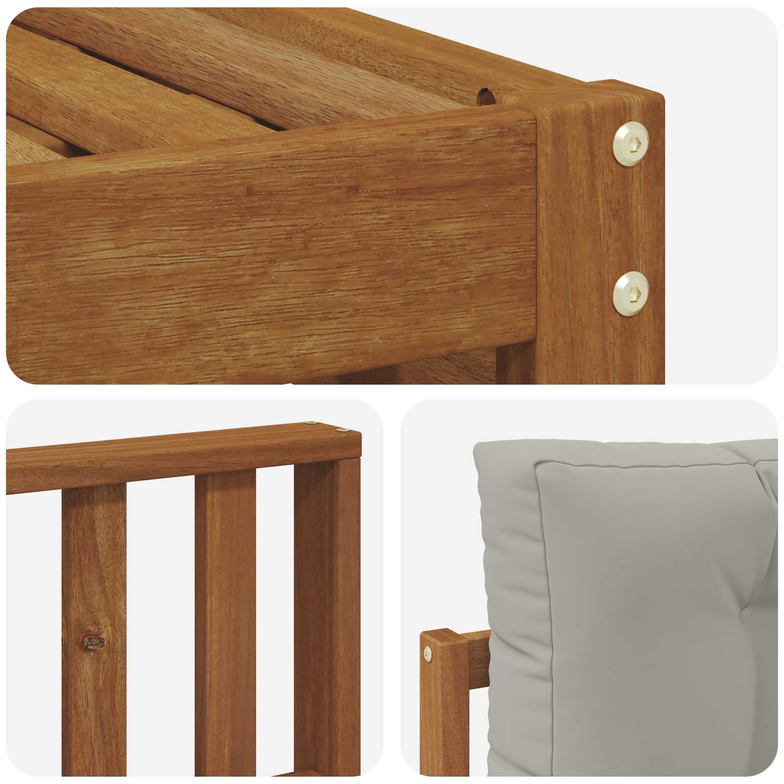 Sofasæt med pude 6 pcs Naturlig og Lys Grå Massivt Akacietræ