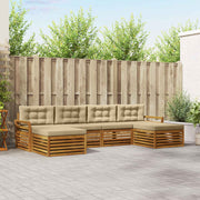 Sofasæt med pude 6 pcs Naturlig og Beige Massivt Akacietræ