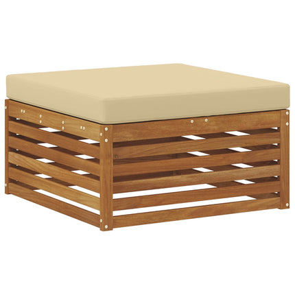 Sofasæt med pude 6 pcs Naturlig og Beige Massivt Akacietræ