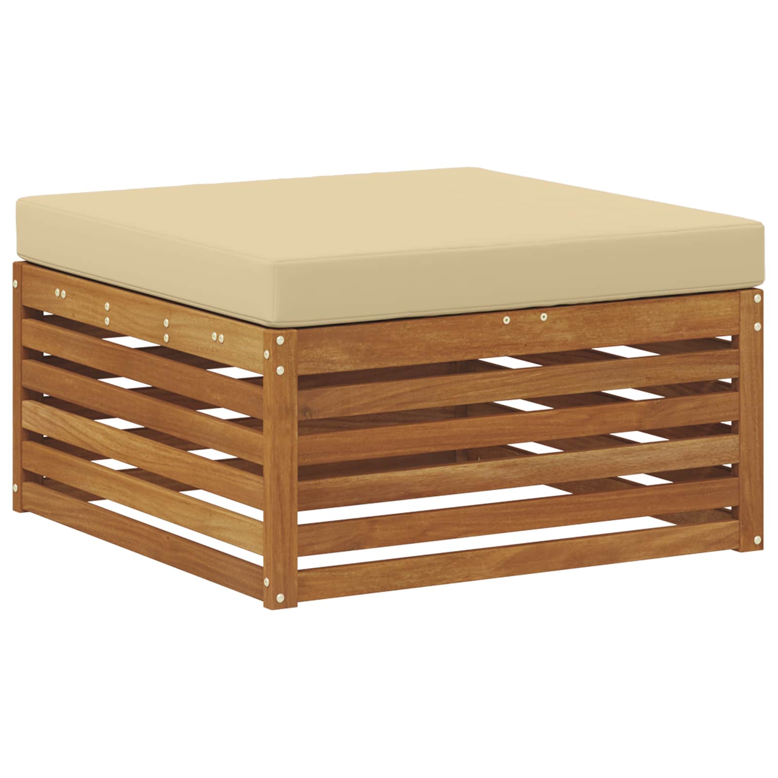 Sofasæt med pude 6 pcs Naturlig og Beige Massivt Akacietræ