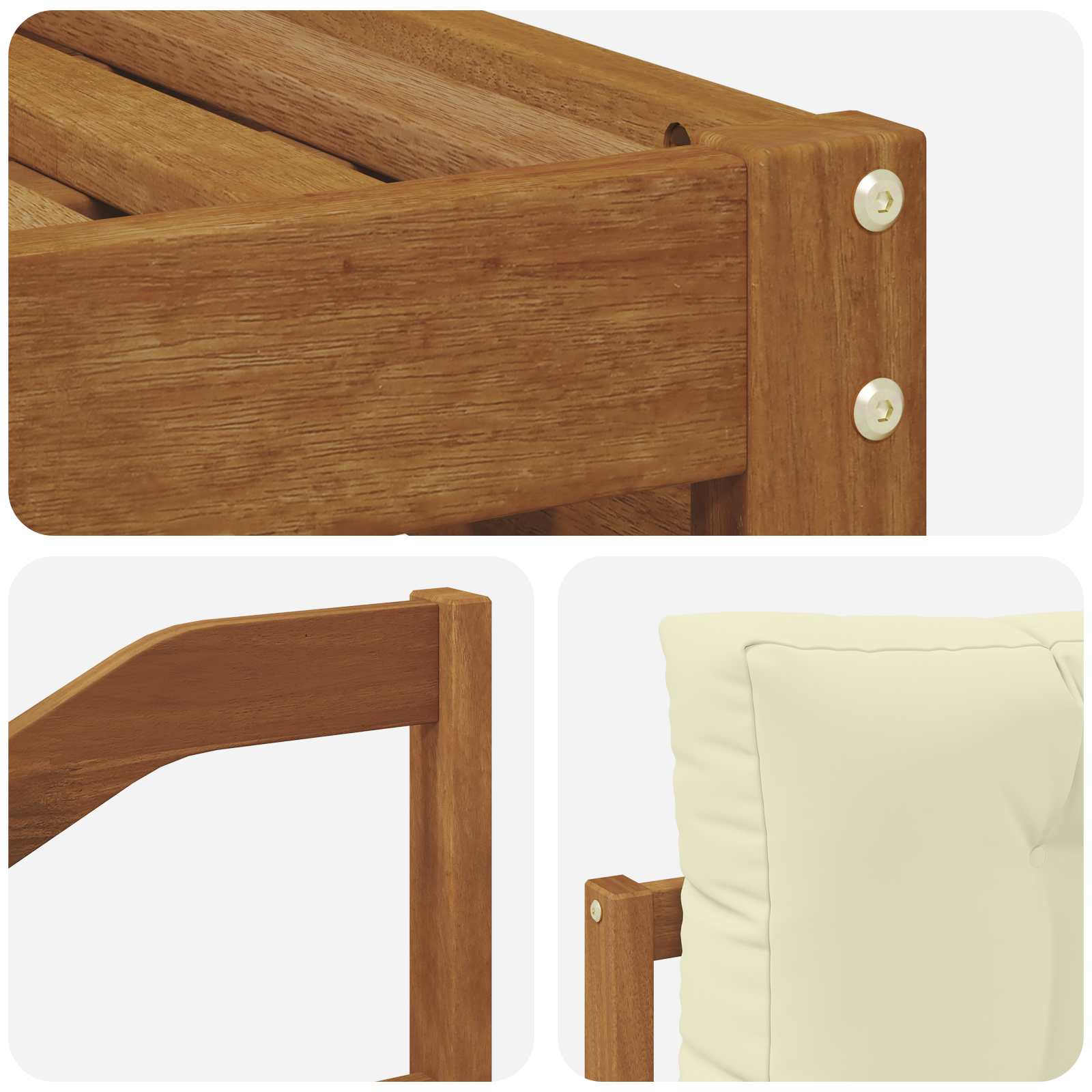 Sofasæt med pude 6 pcs Naturlig og Fløde Massivt Akacietræ